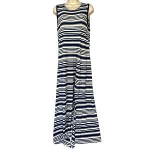 Velvet by Graham Spencer Dress Small Women Linen Maxi Sundress Blue White Stripe